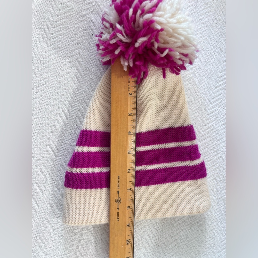 Kids Cream and Pink Pom-Pom Beanie - Picture 4 of 6